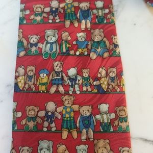 NWOT Teddy bear men's red neck tie great for Xmas